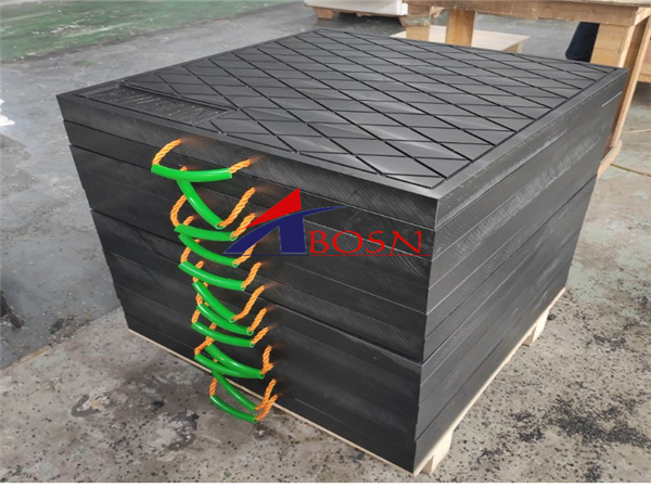 China black Recycled 500*500 UHMWPE  outrigger pad, UHMW, HDPE block pad, Crane leg support pad, stabilizer foot pad, engineered outrigger pads, cribbing blocks Uhmwpe crane foot pads